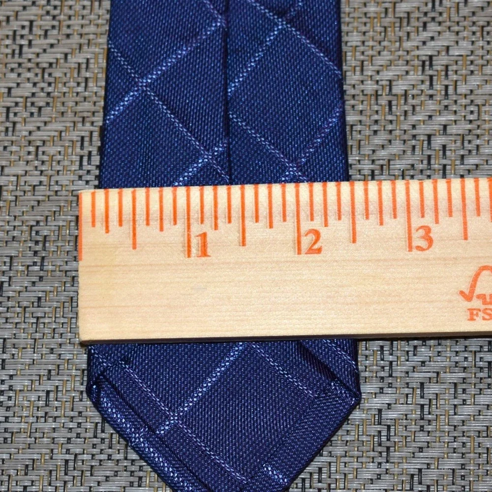 John Varvatos Tie Mens OS Purple Excellent Windowpane‎ Check 100% Silk Slim